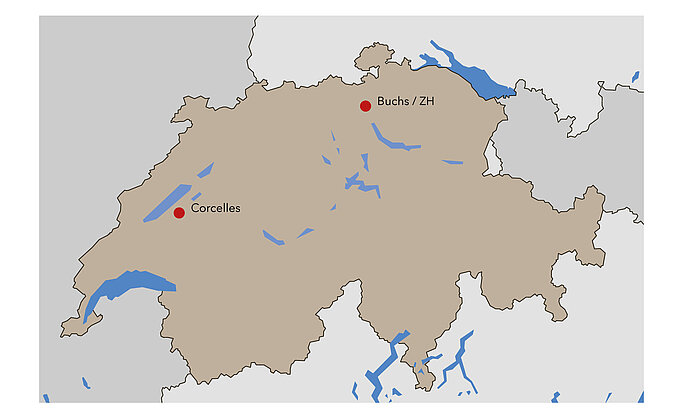 Schweizerkarte mit Seminarstandorten