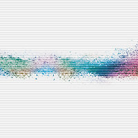 Plissee mit farbigem Splash in Blau, Türkis und Lila auf weissem Hintergrund – Dessin „Colours 6601“.