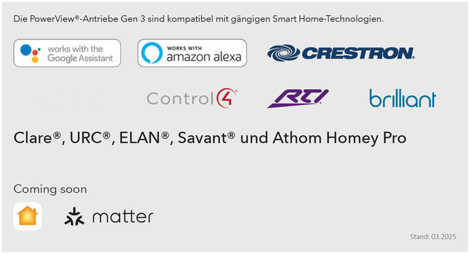 Powerview verschiedene Smarthome Technologien Logos