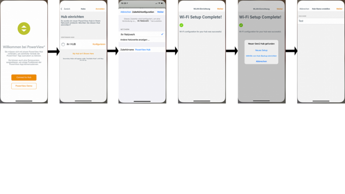 Bildschirmaufnahme zur Einrichtung von Hub